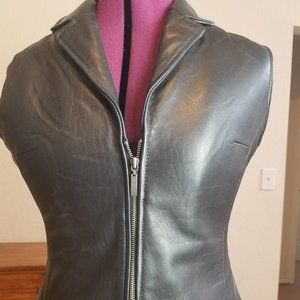 Black Leather  Women's lined vest size large